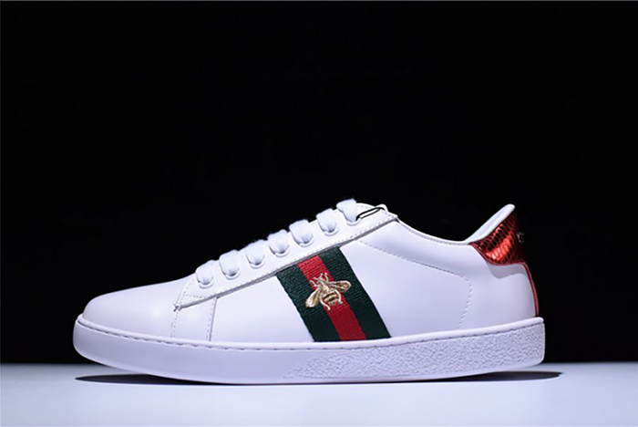 G*u*i ace embroidered low-top sneaker white with bee